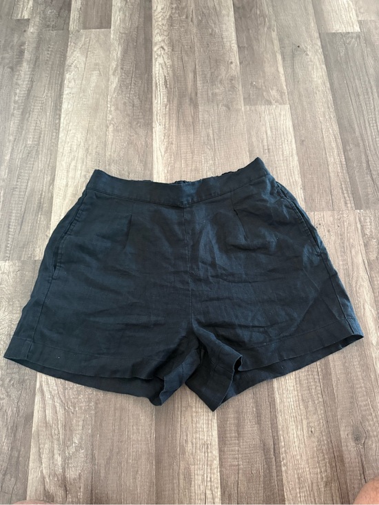 Madewell Pants - Madewell Black High-Waist Linen Shorts with Pleats